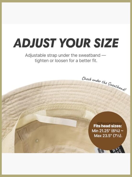 Cotton Bucket Hat with Adjustable Hook and Loop Strap for Sun Protection